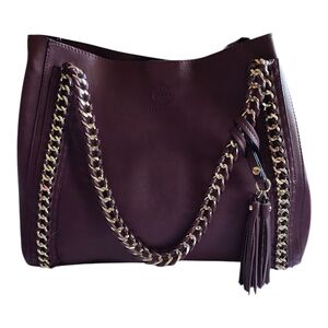 Marc New York Burgundy Chain-Accent Tote Bag GUC